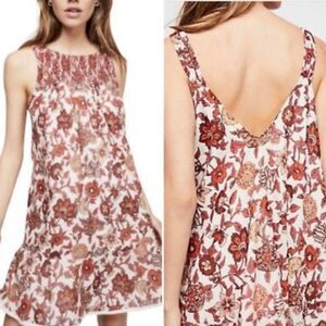 Free People Women's Cream and Orange Dress
